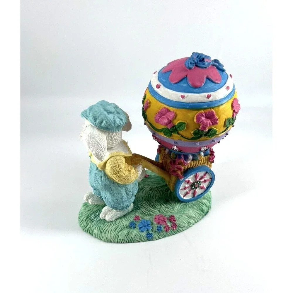 Clover Hill Julies Journey‎ Hand Painted Figurine Easter Bunny with Cart 5